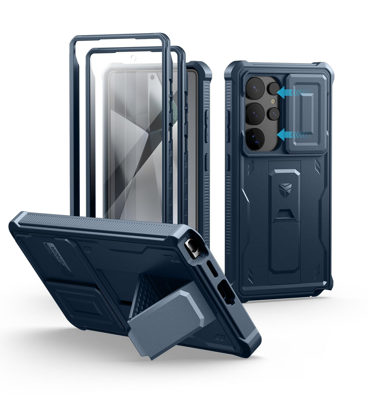 Dexnor for Samsung Galaxy S25 Ultra Case with Built-in Slide Camera Cover & Screen Protector & Kickstand, Heavy-Duty Shockproof Rugged Case Full-Body
