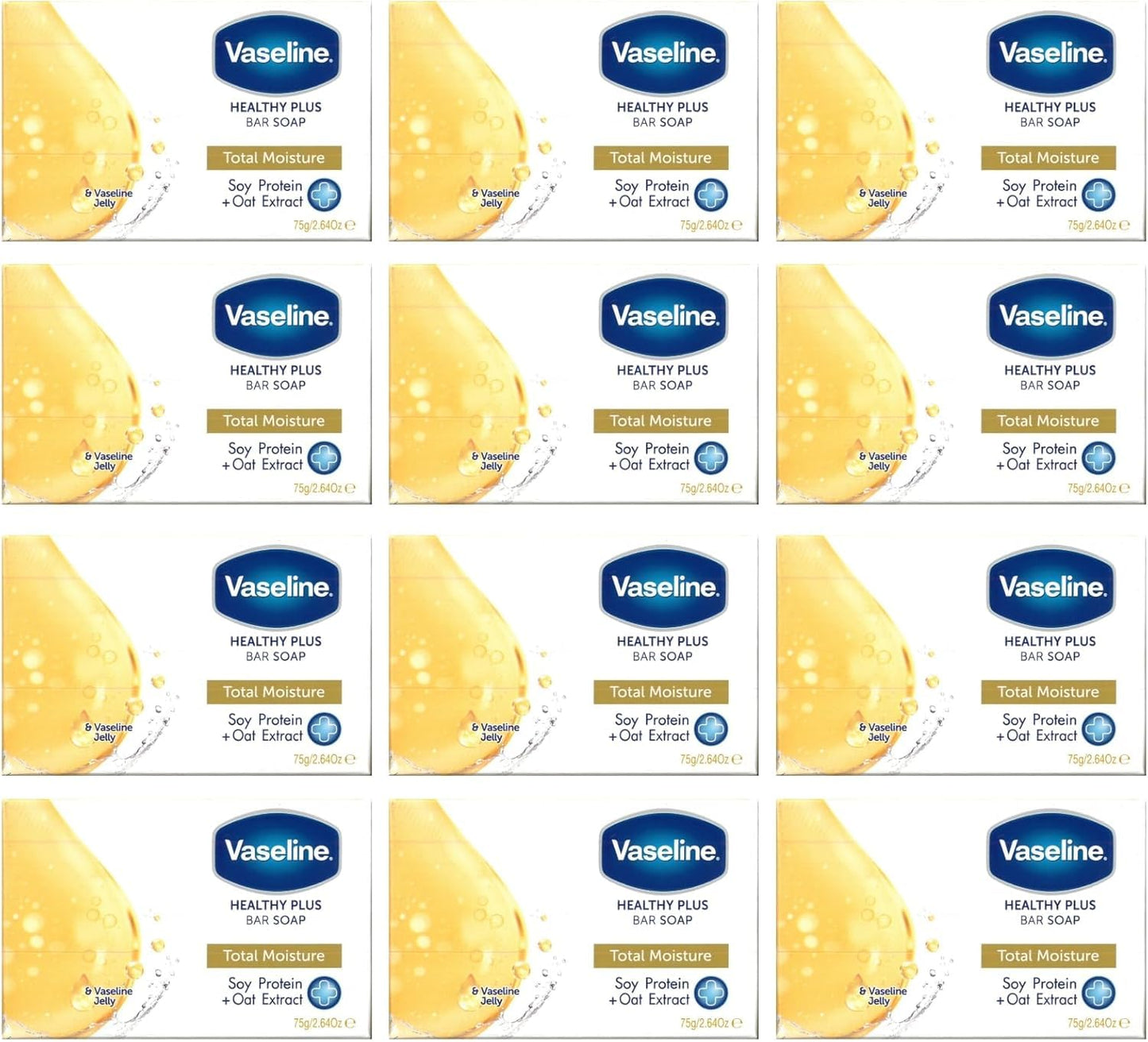 Vaseline Healty Plus Total Moisture Soap 12 x 75g | Pack of 12 (12)