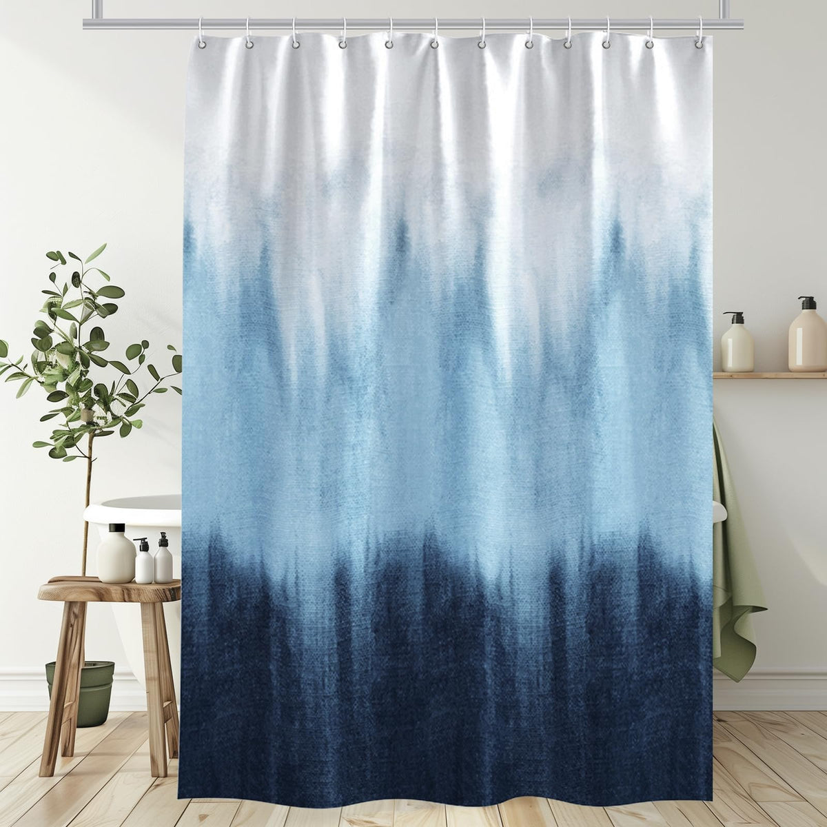 Lirzxin Shower Curtain for Bathroom, Waterproof Shower Curtains Polyester Abstract Gradient Forest Theme Modern Thick Mildew Resistant Bath Curtain