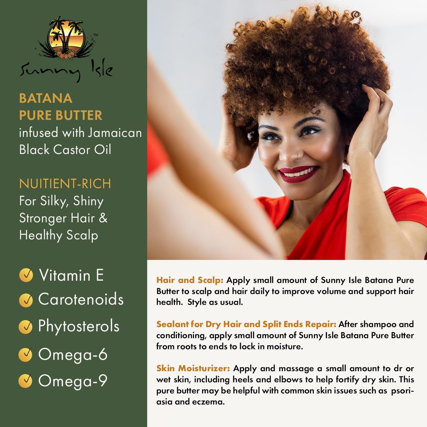 Sunny Isle Batana Pure Butter Anti-Thinning Locks moisture into dry hair 236.58 ml/8.0 oz