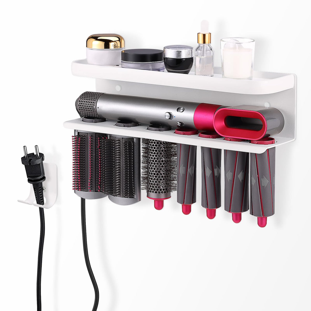AXNSATRE Hair Dryer Holder Wall Mount for Dyson ? No Drill Storage Rack for Dyson Airwrap & Supersonic, Adhesive Organizer Stand for Dyson Airwrap