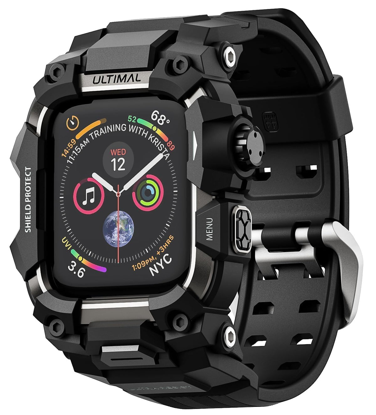 ULTIMAL Rugged Case with Band for Apple Watch Straps 44mm, Compatible with Apple Watch Series 6/5/4/SE/SE2/SE3, Enhanced Military Grade Shockproof