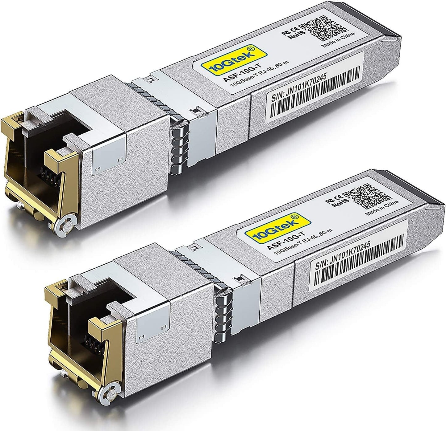 10Gtek [2 Pack 80-Meter 10GBase-T SFP+ to RJ45 Transceiver, RJ45 to SFP+ Copper Ethernet CAT.6a Module, Compatible for Cisco SFP-10G-T-80, Ubiquiti