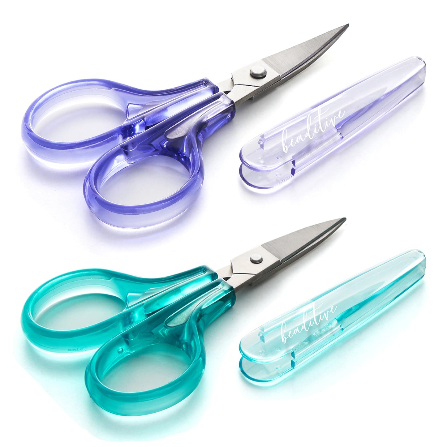 Beaditive Detail Craft Scissors Set (2 Pc.) Curved and Straight, Sharp, Compact | Sewing, Embroidery, Paper Cutting, Crafting | Stainless Steel |