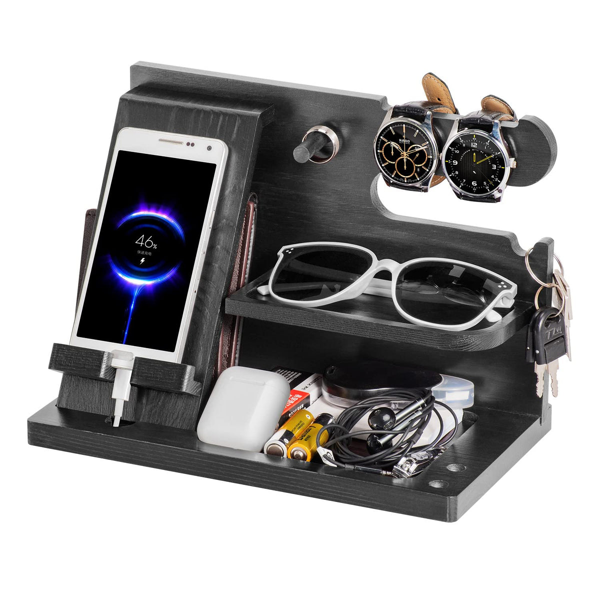 AliveByte Gifts for Men Fathers Day Dad Wood Phone Docking Station Bedside Organiser Him Father s Grandad Birthday Husband Wife Mum Anniversary Xmas