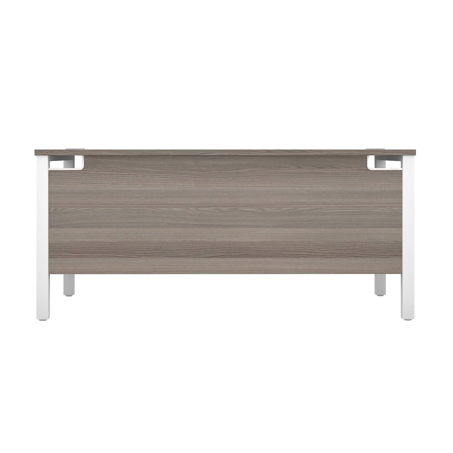 Office Hippo Heavy Duty Rectangular Goalpost Desk, Integrated Cable Ports, PC Desk For Office or Home, 5 Yr Wty, MFC - Grey Oak Top, White Legs