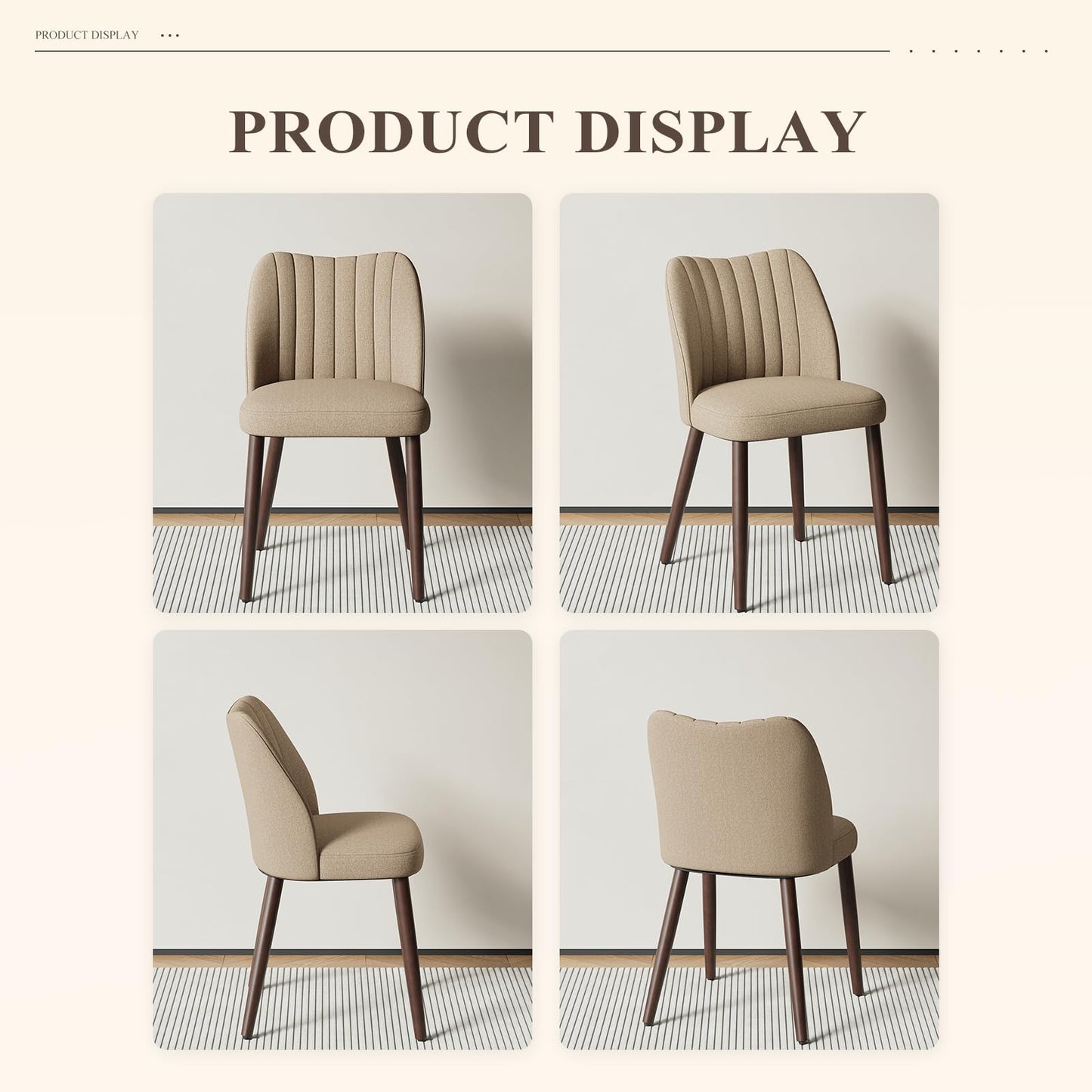 MALOL Upholstered Dining Chairs Set of 6, Fabric Chairs for Dining Room with Solid Wood Legs and Thick Seat Cushion