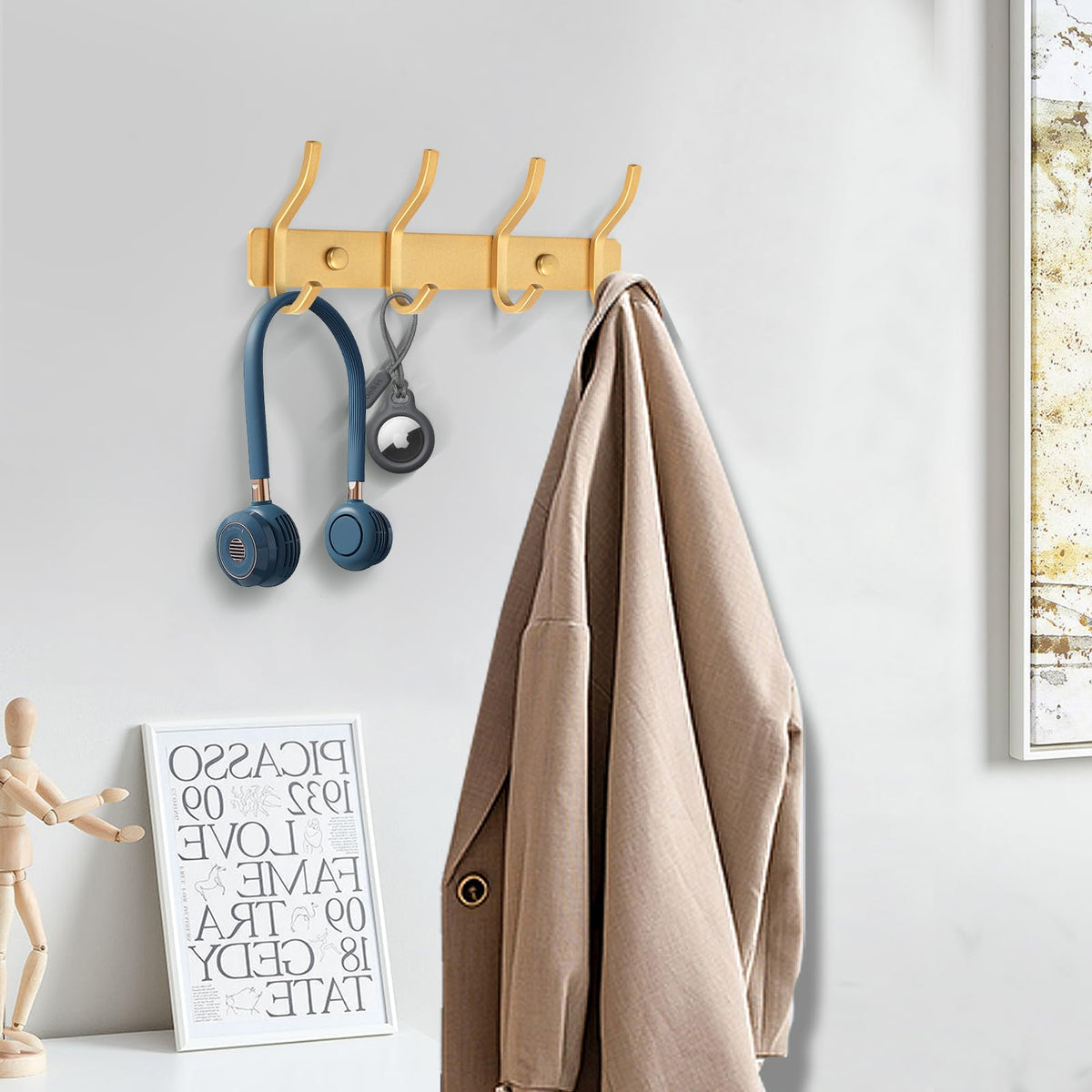 MEIJO Coat Hooks Wall Mounted, Coat Rack Wall Mounted Stainless Steel Heavy Duty Wall Hook, Coat Hooks for Door, Bedroom, Bathroom, Kitchen