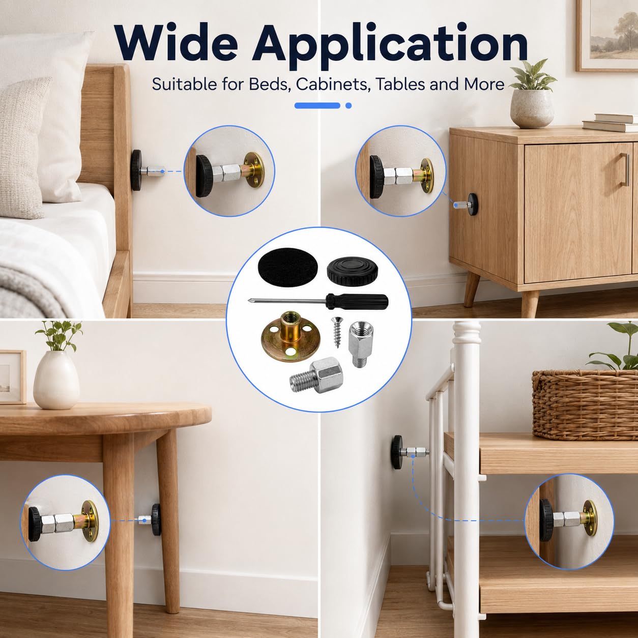 SHUIYUE 4 Pack Headboard Wall Protectors, 26-80mm Adjustable