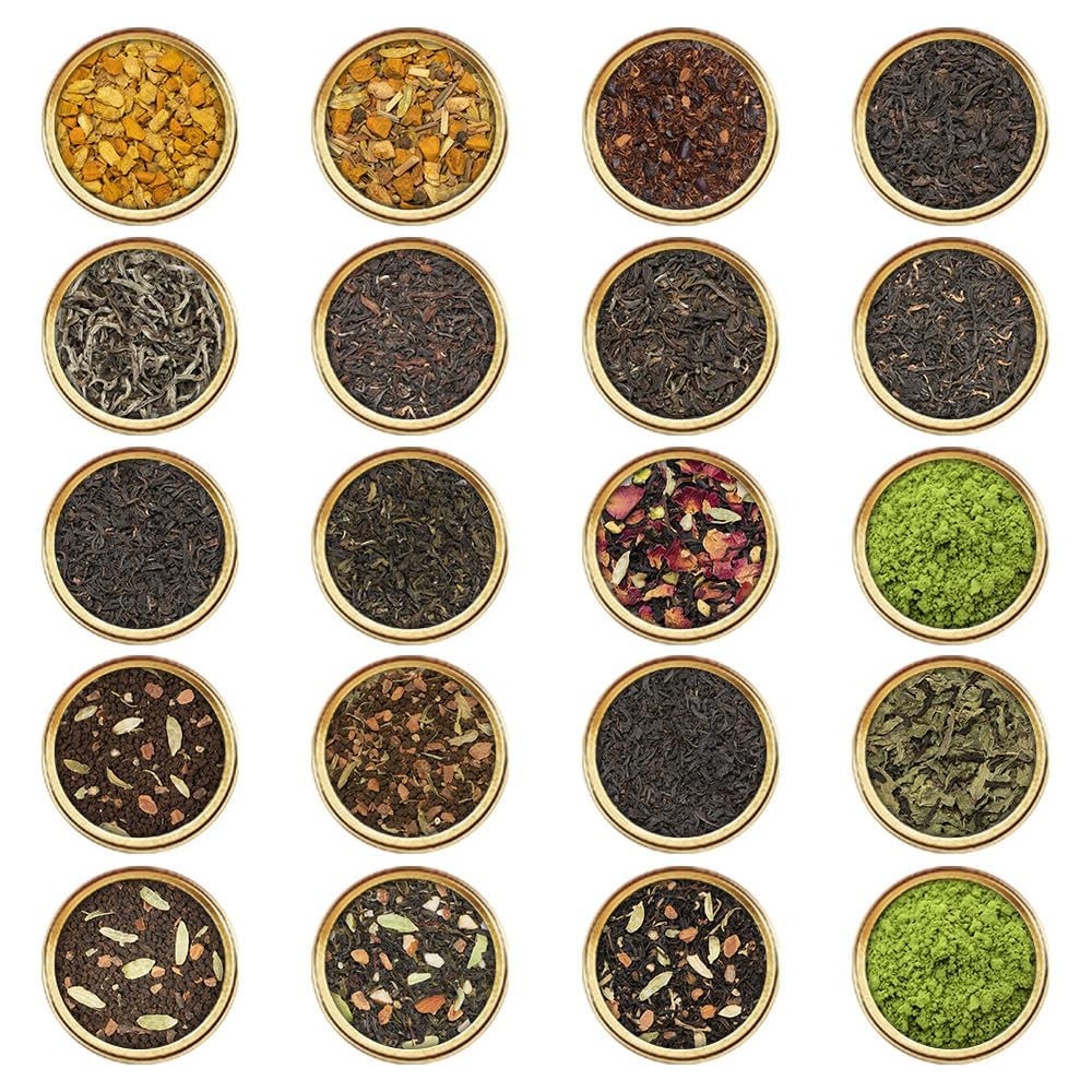 VAHDAM, World Top 20 Tea Sampler - Black, Green, Chai, Herbal Tea & More | Assorted Loose Leaf Tea Gift Set Variety Pack | Valentines Day Gifts for