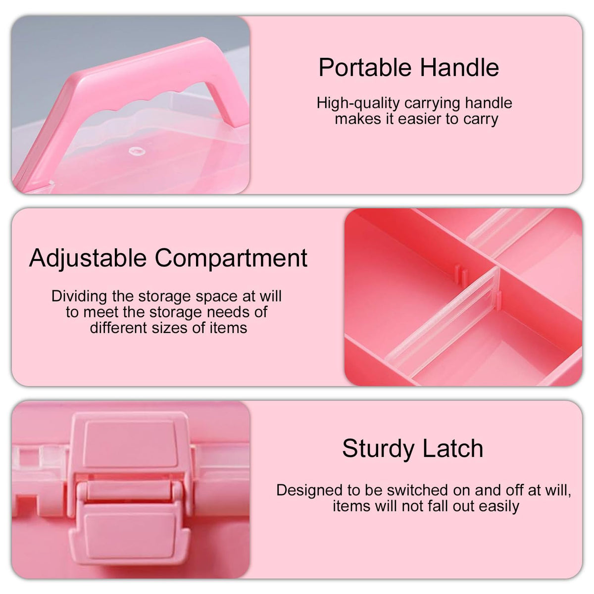 3 Layers Art Storage,Medical Box,Plastic Craft Storage Boxes with Compartments,Craft Box Storage Caddy,Art Storage Box,Craft Organiser for