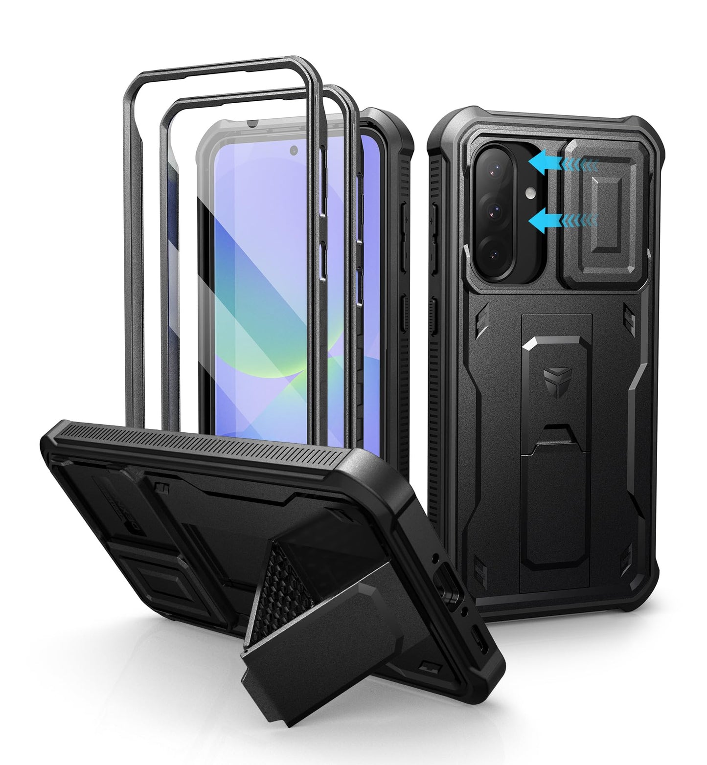 Dexnor for Samsung Galaxy A36 5g Case with Upgraded Slide Camera Cover & Built-in Screen Protector & Kickstand, Heavy-Duty Shockproof Rugged Case