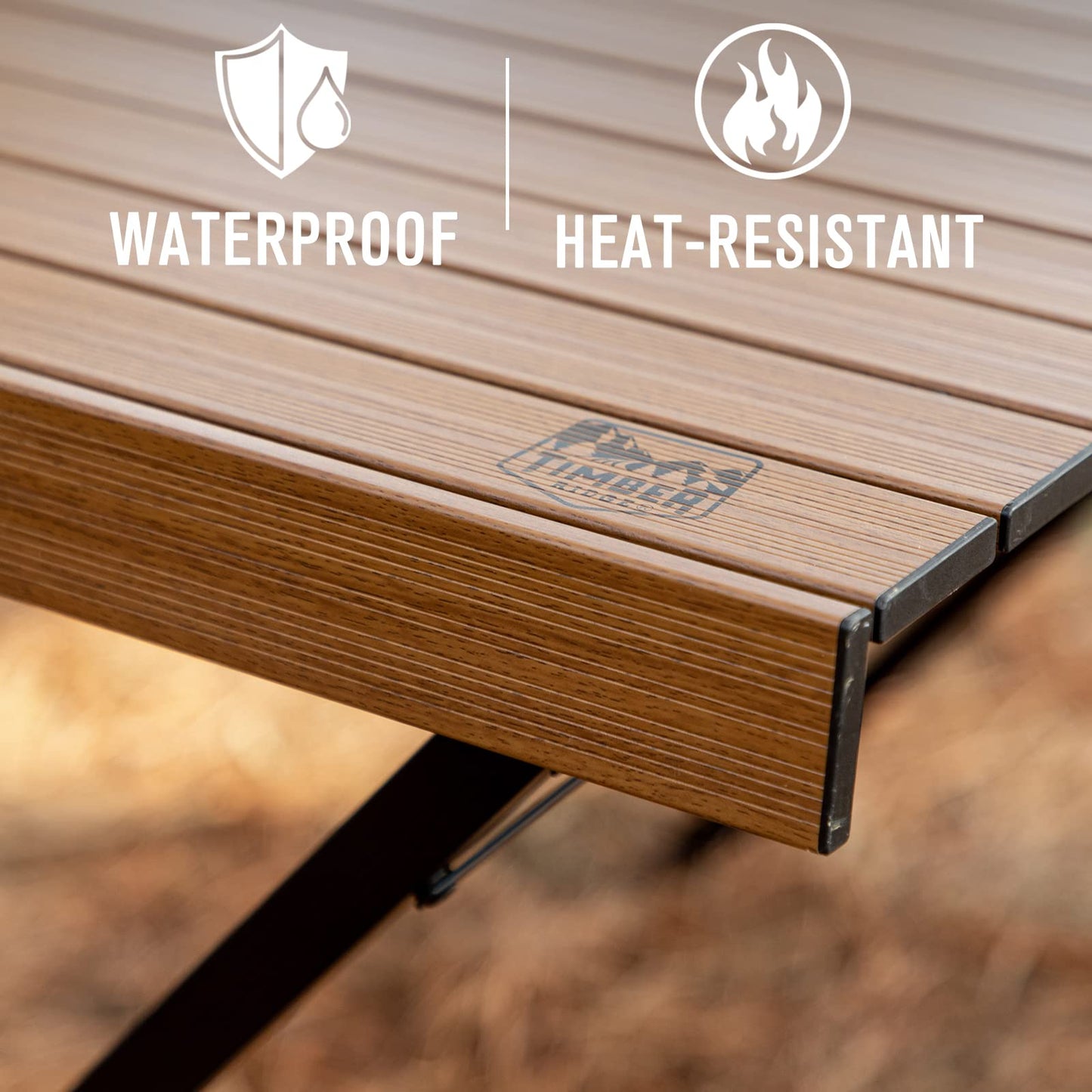 TIMBER RIDGE Folding Camping Table Fold up Aluminum Foldable Portable, 108x71cm Roll up Picnic Table Support 100kg 4ft Height Adjustable 4-6 Person