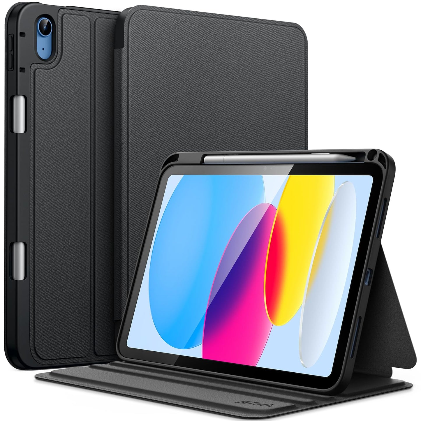 JETech Case for iPad (A16) 11th/10th Generation (2025/2022) with Pencil Holder, Slim Folio Stand Protective Tablet Cover, Multi-Angle Viewing (Black)