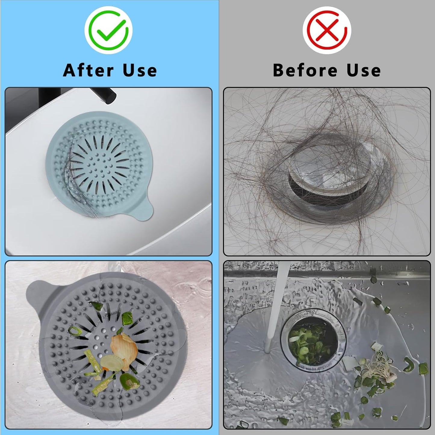 Alyvisun 2Pcs Silicone Shower Hair Catcher with Suction Cup