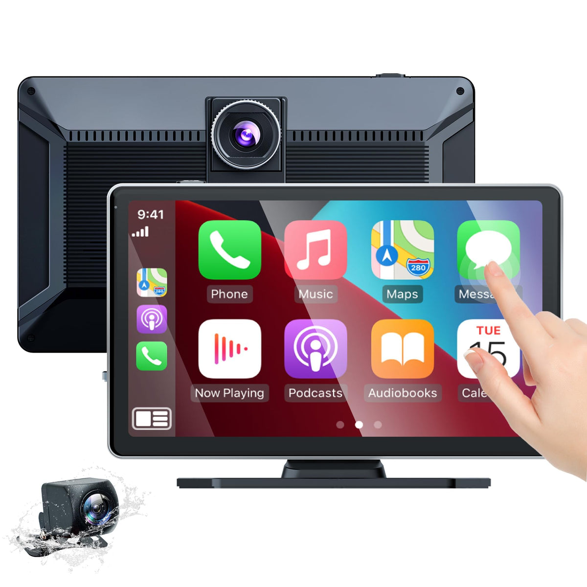 Wireless Car Stereo,9 Inch CarPlay Screen for Apple Car Play & Android Auto,Portable Touch Wireless Car Play Screen Mirror Link Music Video Player,