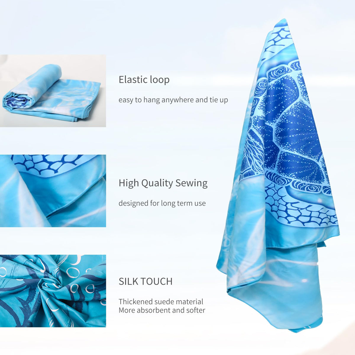 TMEOG Microfibre Beach Towels 180x80cm Extra Large Sand Free Beach Towel for Adults Compact Thin Travel Towel Women Men Lightweight Swim Pool Yoga