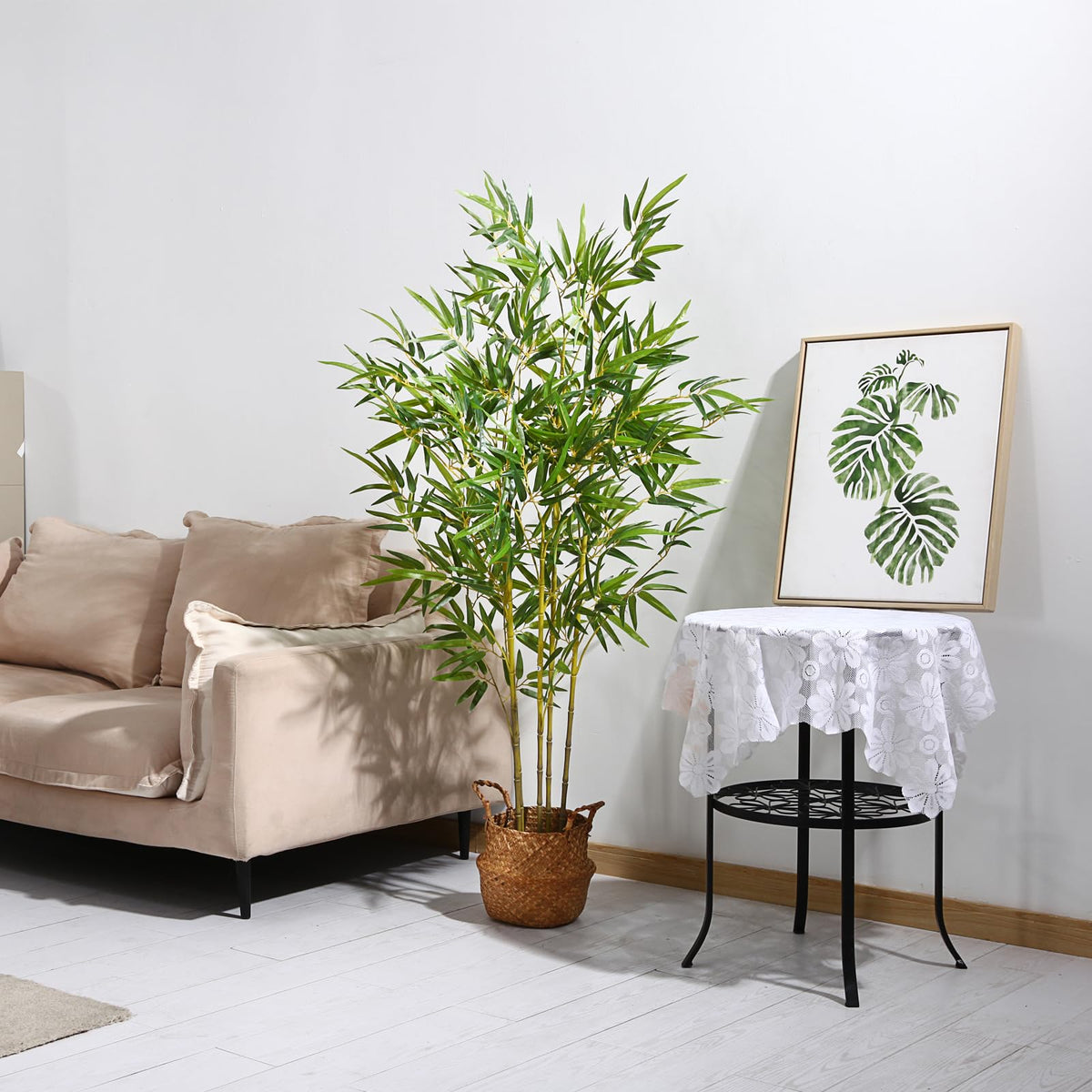 Kazeila 2 Pack Artificial Bamboo Plants Trees Outdoor 140cm Fake Plant Decorative Artificial Plants Indoor Outdoor Home Office Garden