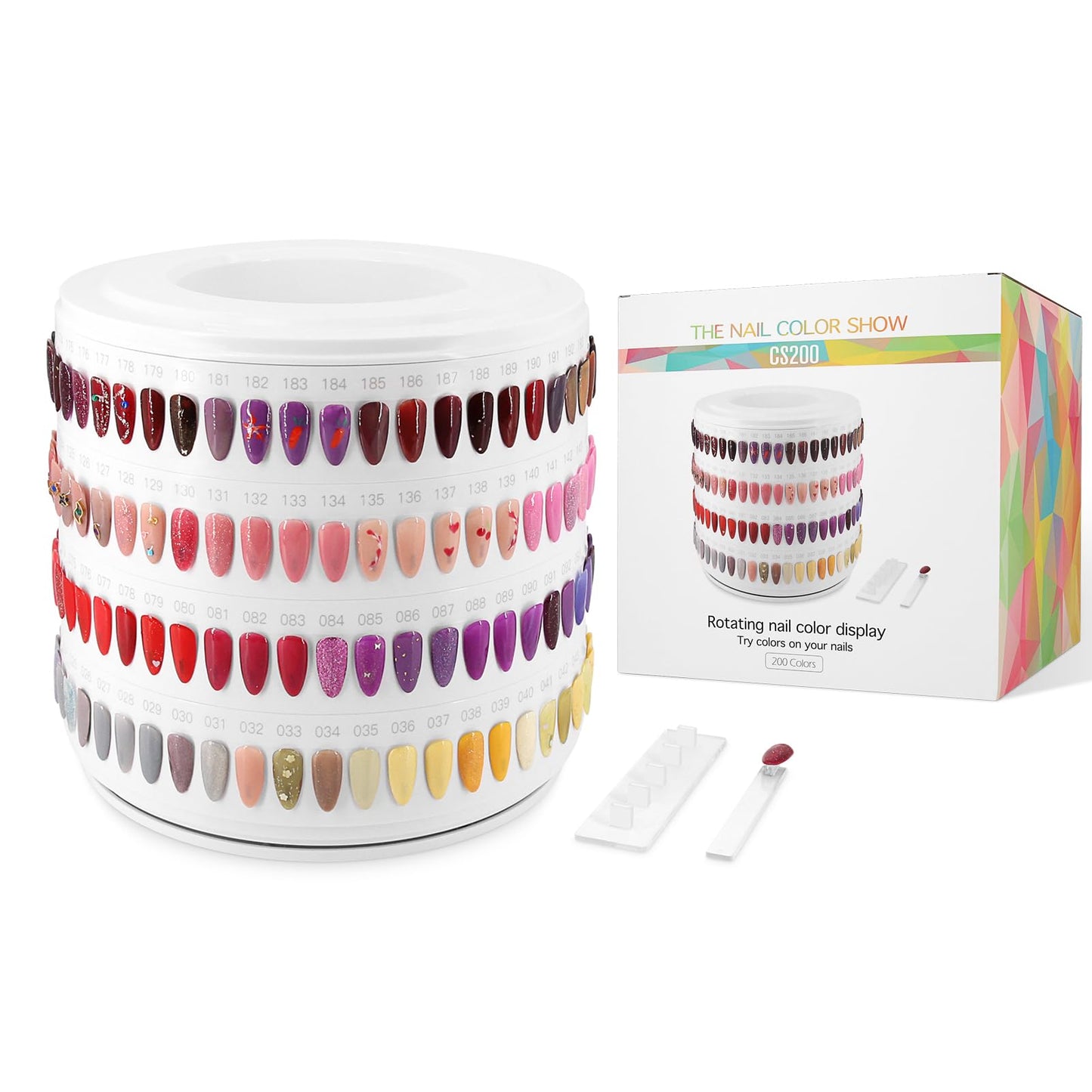 Nail Colour Display Book Tower Rotatable Nail Swatches Book, Professional Nail Art Display Book Gel Nail Polish Chart Show (CS200)
