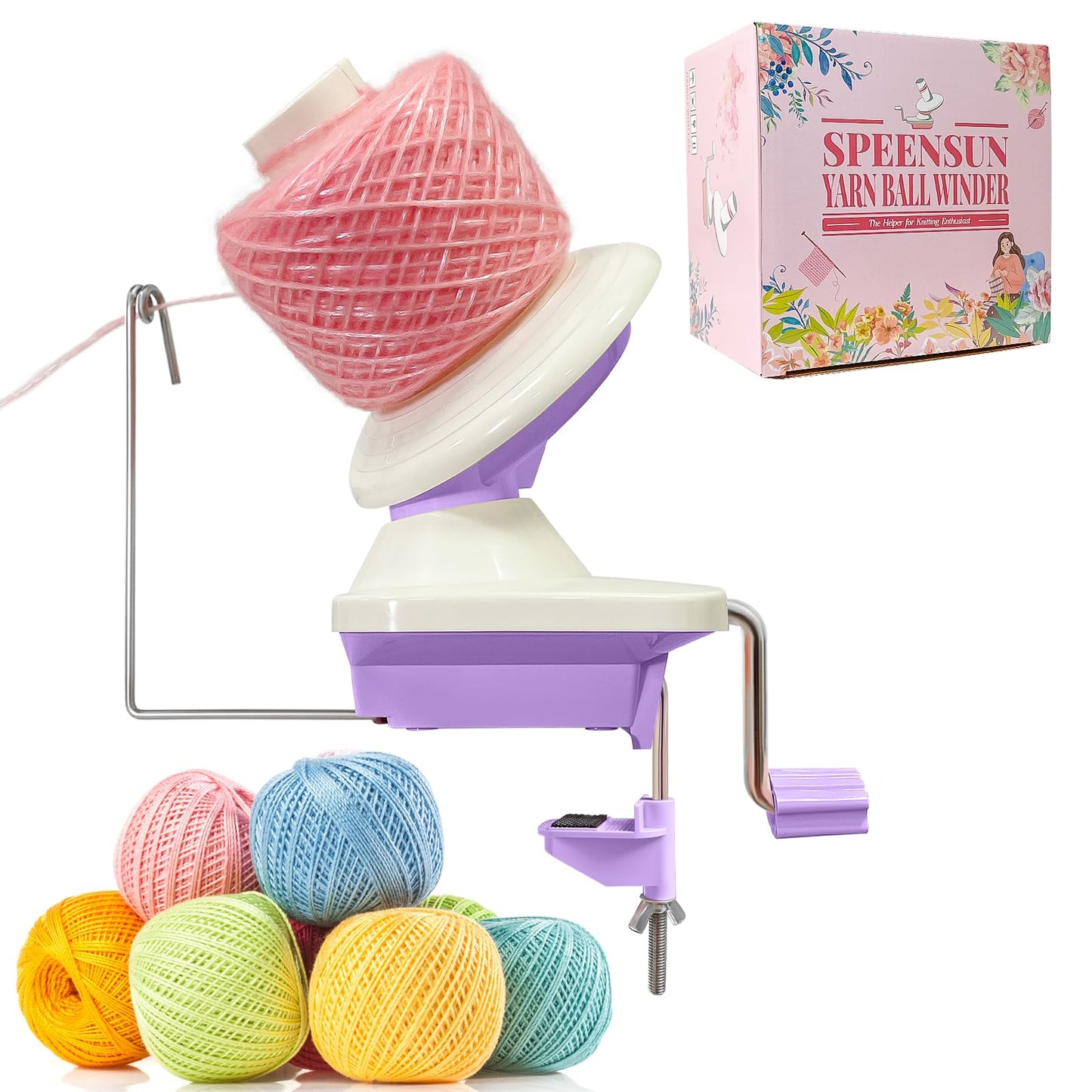 SPEENSUN Yarn Winder for Crocheting, 3.5 OZ Easy-to-Install and Efficiently Yarn Spinner with Lower Noise for Yarns Below Size 5, The Best Gift for