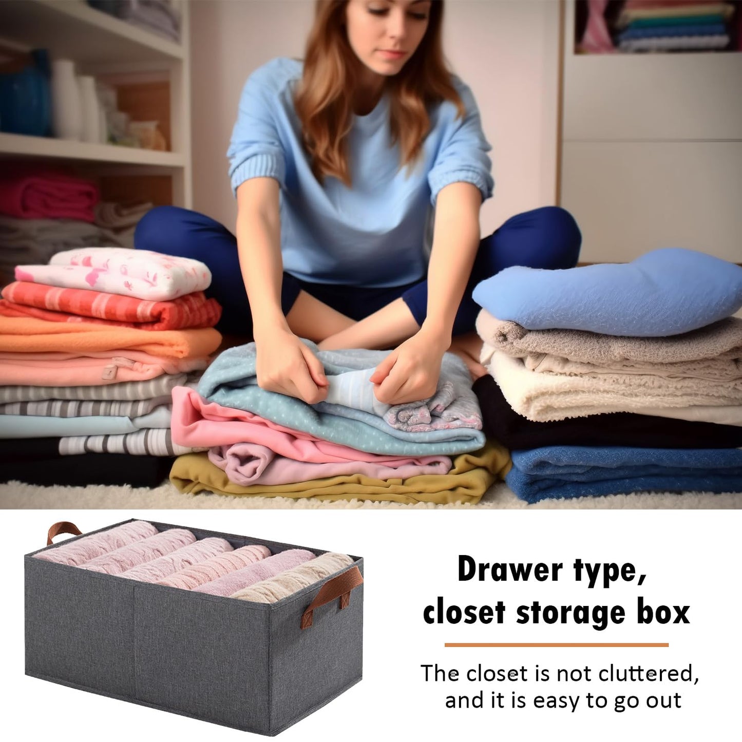 arrderly 2 Pack Foldable Drawer Clothes Storage Boxes Jeans Storage Organizer, for Trousers, Jeans, Jumper, Tshirt, Bras, Clothing Storage Organiser