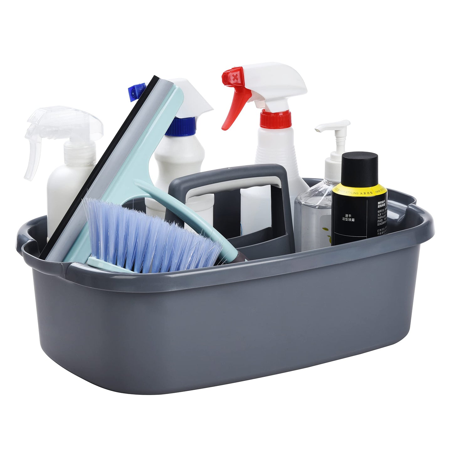 ALINK Cleaning Caddy with Handle, Large Plastic Shower Caddy Basket Organizer for Car, Dorm, Bathroom, Garden, Kitchen, Cleaning Supplies ? Gray