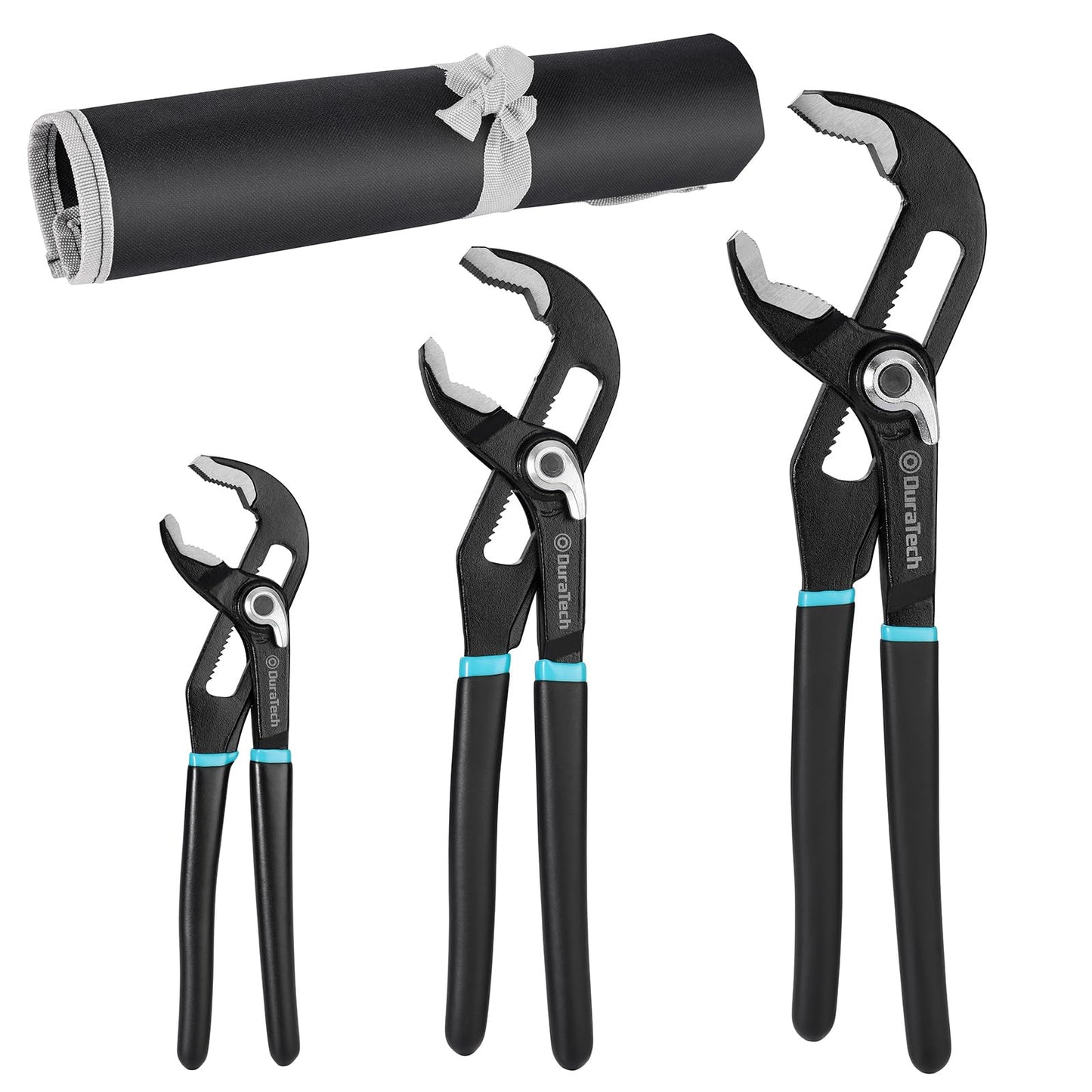 DURATECH 3-Piece Water Pump Pliers Set?200MM/250MM/300MM, Quick Adjustable Groove Slip Joint Pliers, Plumbing Tools with Wide Jaw Capacity, Non-Slip