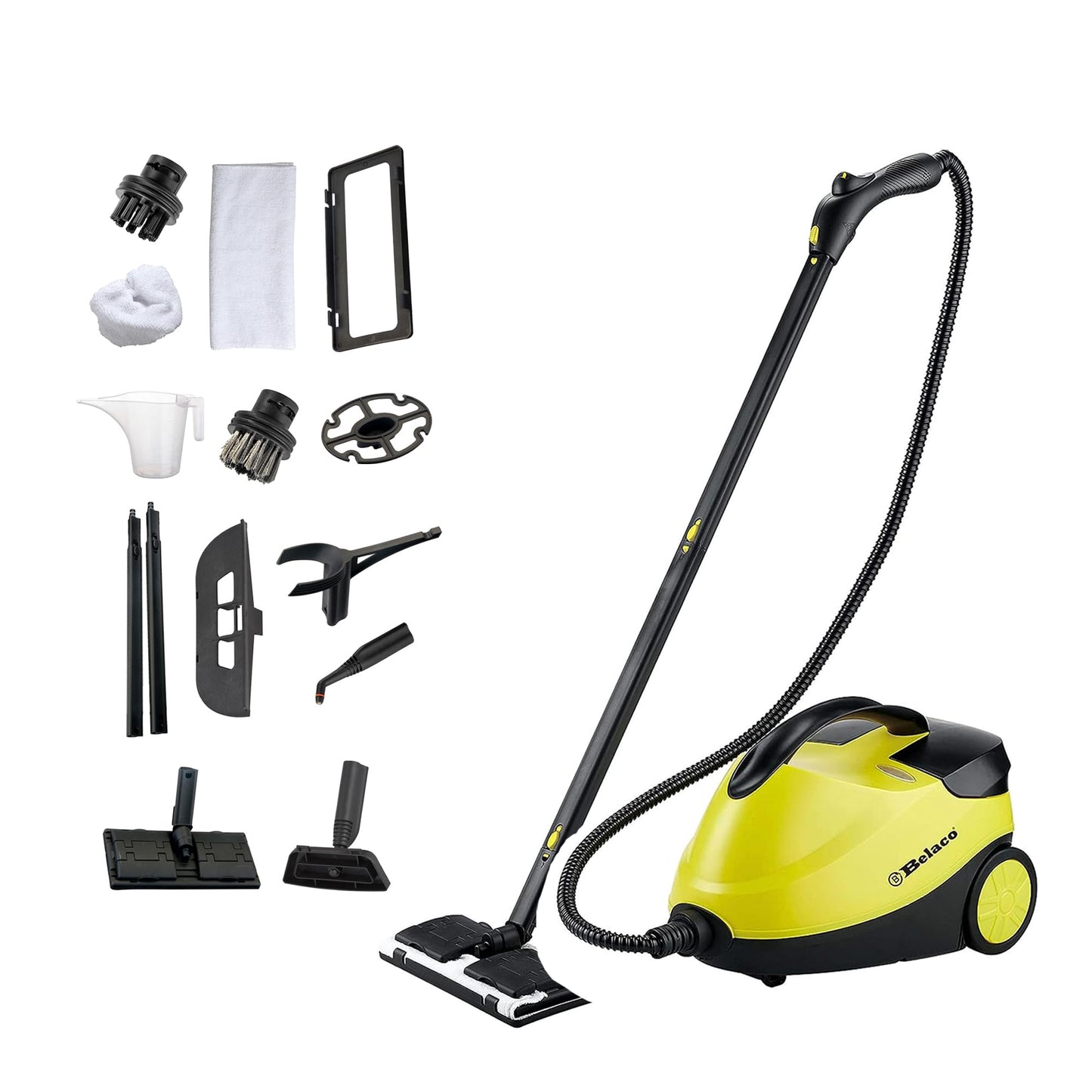 Belaco Steam Cleaner, Handheld Portable Multi-Purpose Steamer, Fast Heat-Up, Large Water Tank, with Accessories for Floors, Bathroom, Kitchen,