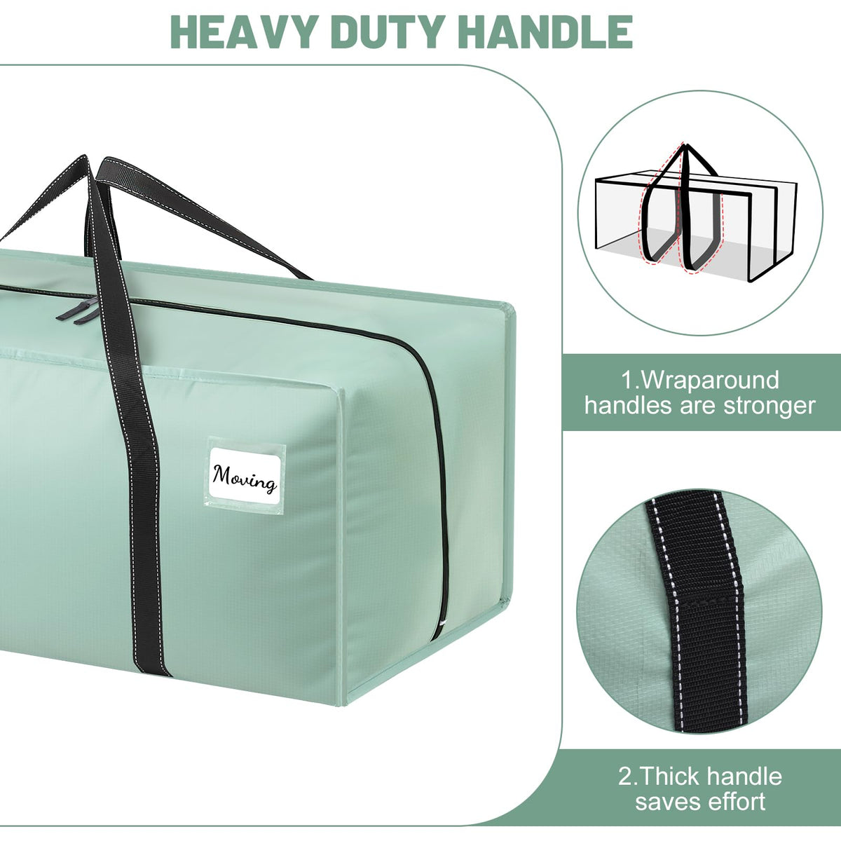 Dntorx 6 Pack 90L Moving Bags with Zips, Heavy Duty, Green