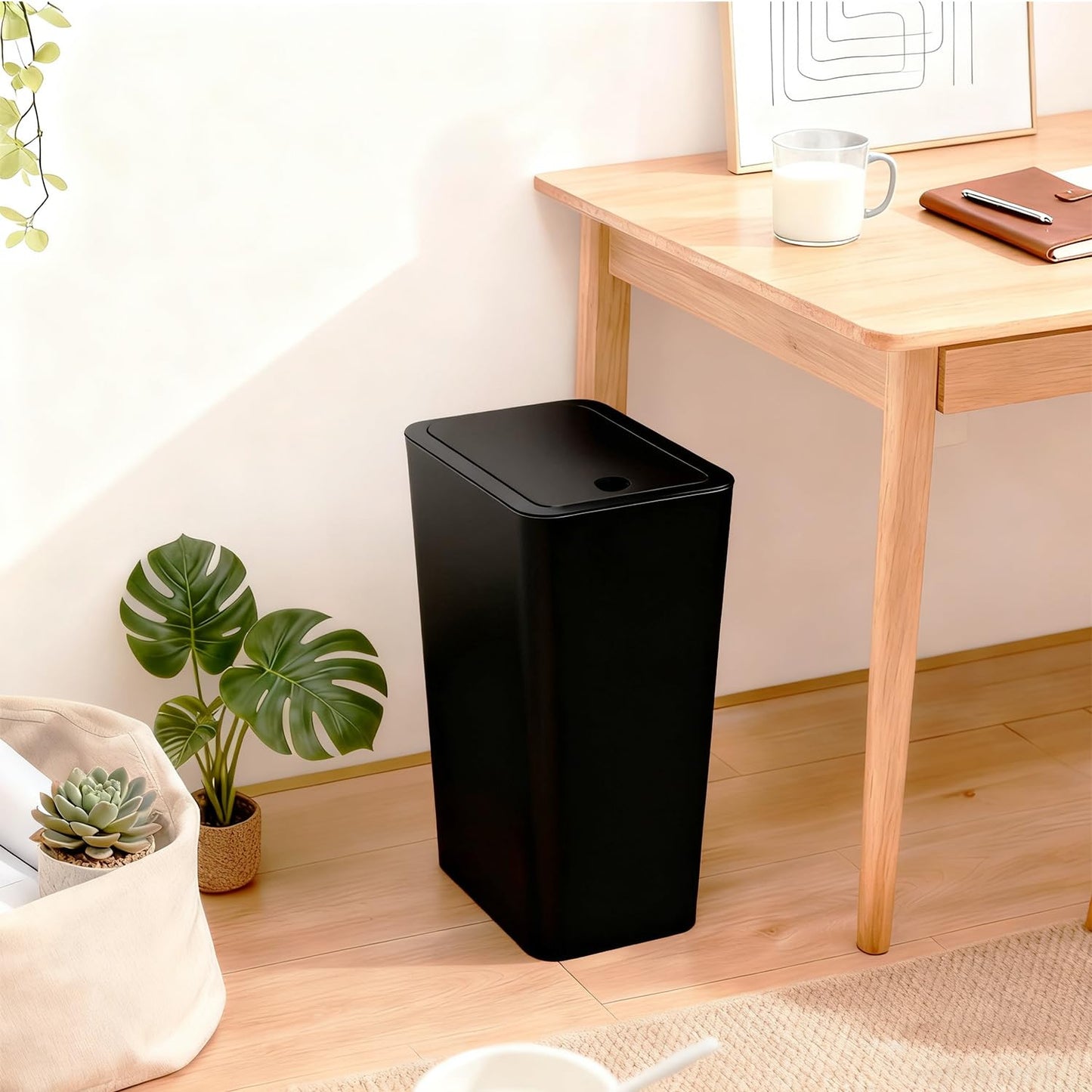 Stowetry 3 Pack Bedroom Bin,10L Plastic Bathroom Bin with Lid