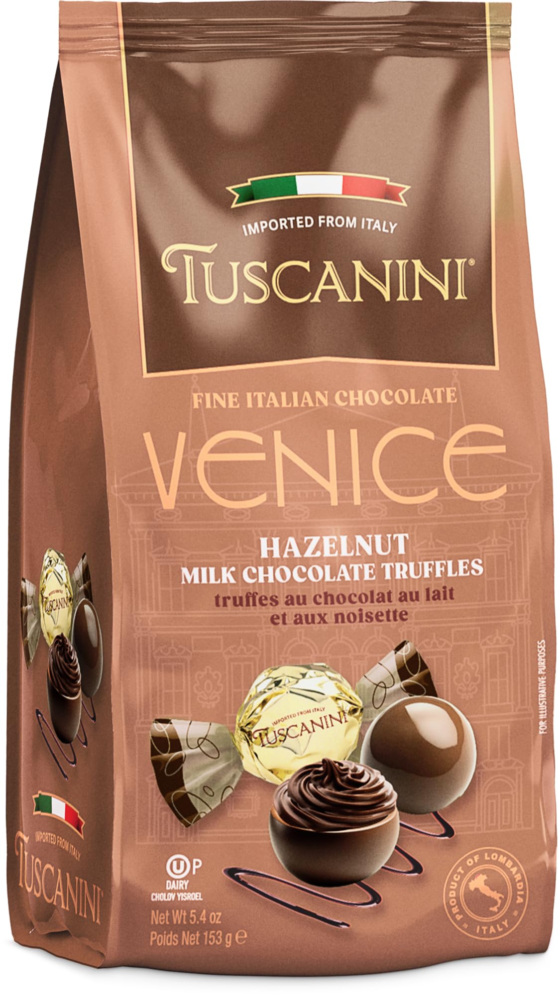 Tuscanini Fine Italian Hazelnut Milk Chocolate Truffles, Venice, 153g | Gourmet Italian | Premium Gift | Perfect for Holidays & Celebrations
