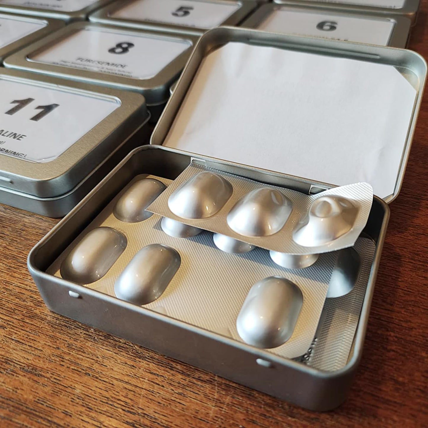 Goodma Rectangle Metal Tins with Hinged Window Lids, Silver, 24 Pieces