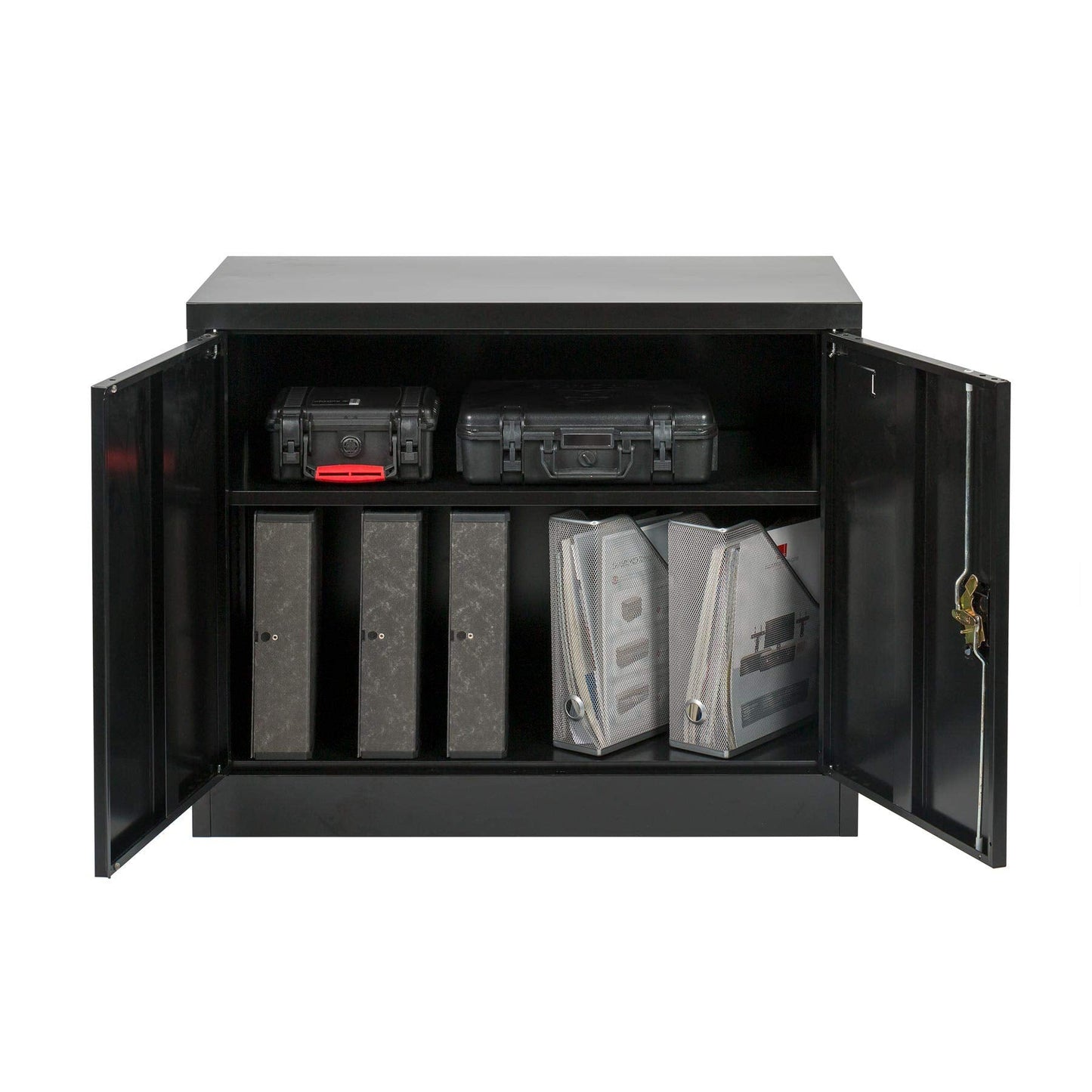 MMT Furniture Designs Black Steel 2 Door Storage cupboard with Lock, 900mm tall