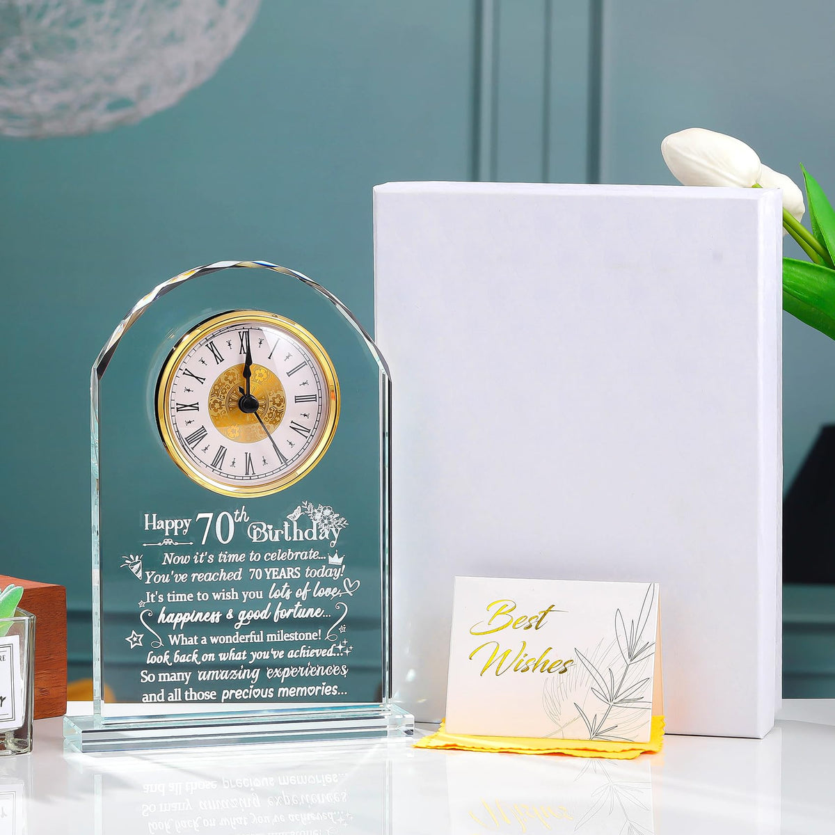 Ornalrist 70th Birthday Quartz Clock Gifts for Women Men, Happy 70th Birthday Presents Blessing for Friends Mum Her Turning 70 Years Old