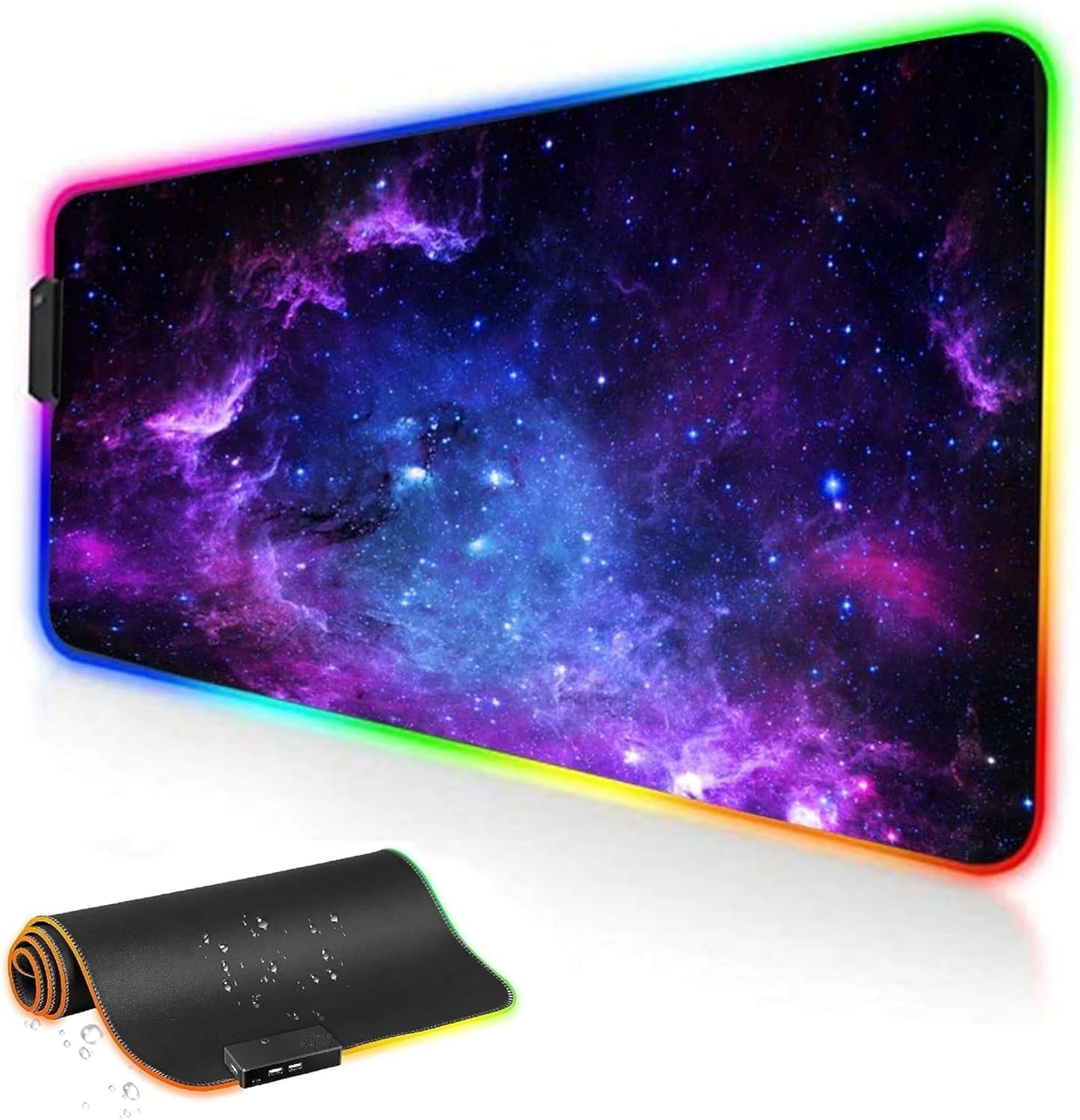 RGB Gaming Mouse Mat Pad - TEKXDD 800x300 mm LED Glowing Keyboard Mouse Pad with 12 Light Modes Non-Slip Rubber and Waterproof Surface Large Extended