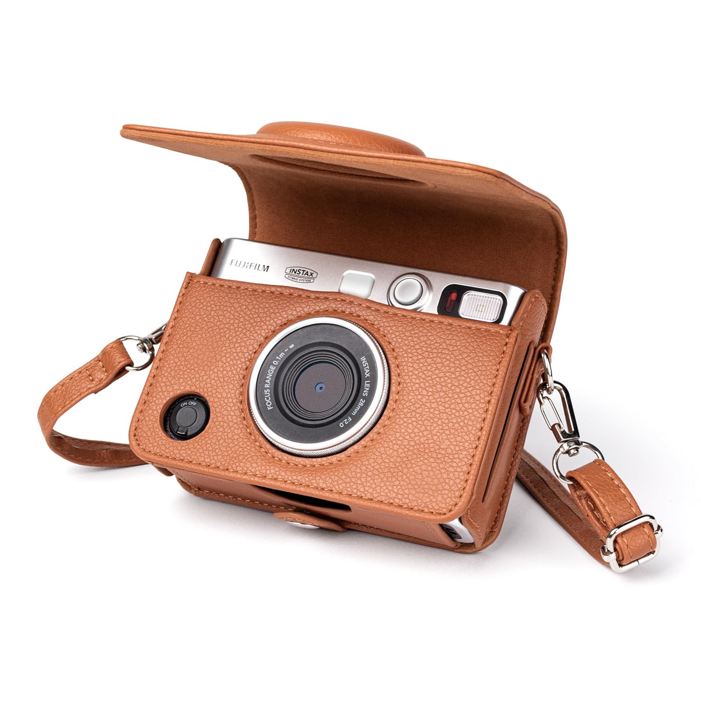 MUZIRI KINOKOO Mini EVO Protective Camera Case, PU Leather Case Compatible for Fuji Instax Mini EVO Instant Camera with Adjustable Shoulder Strap -