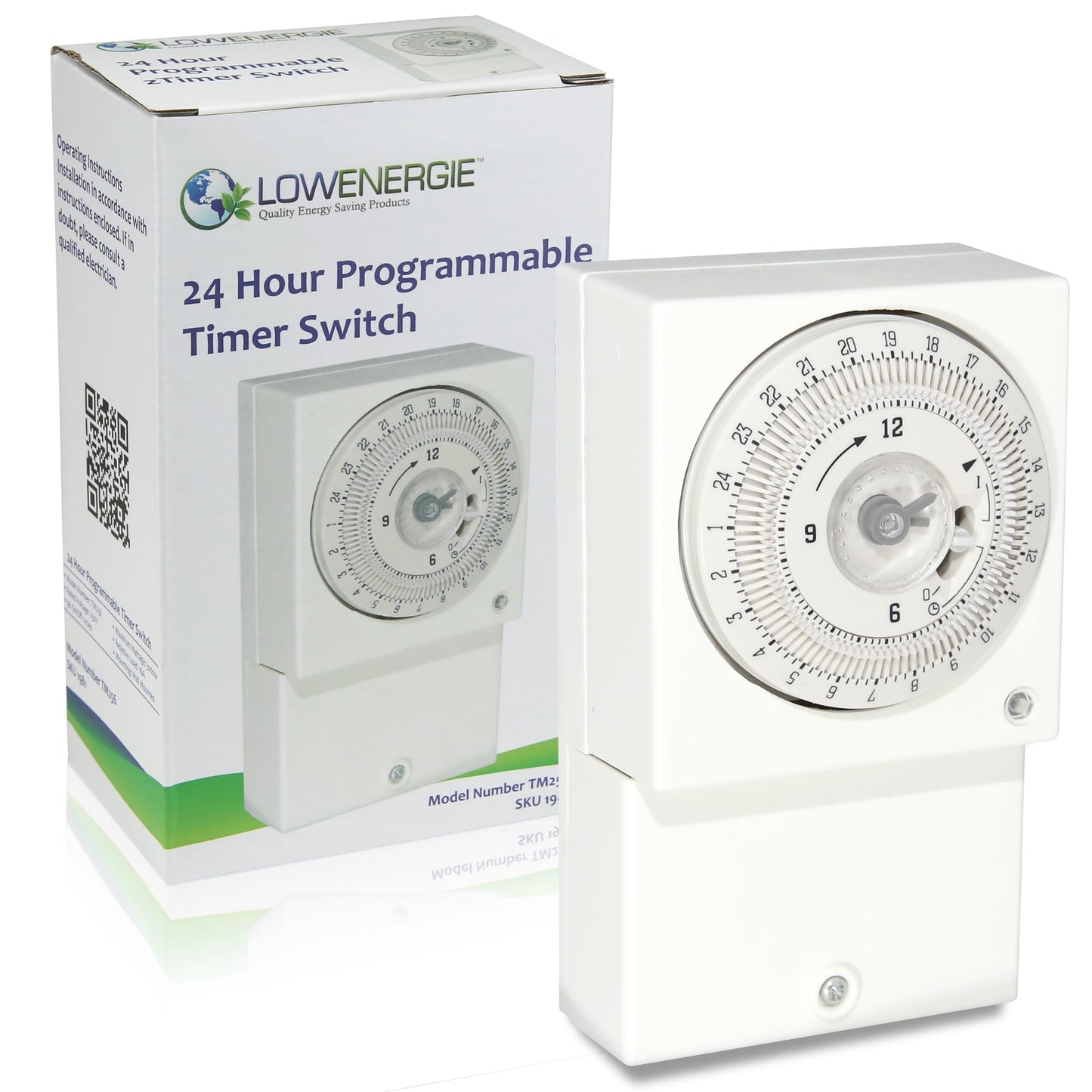 LOWENERGIE 24hr Mechanical Wall Timer Switch ? 16A Hardwired Control for Immersion Heaters, Lighting, Fans & Energy Storage Systems (3000W Max Load)