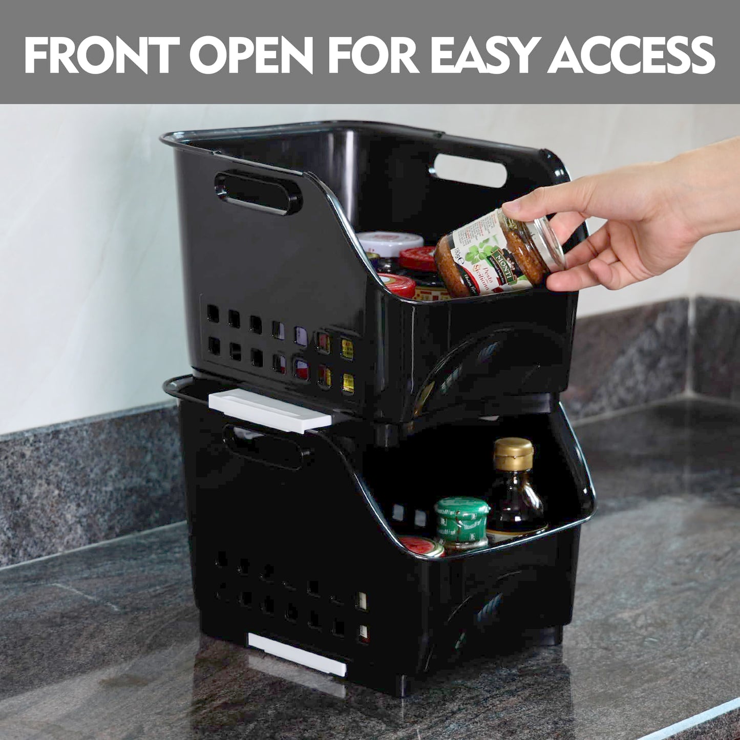 Zopnny 3-Tier Stackable Storage Baskets, Open Front Organizer