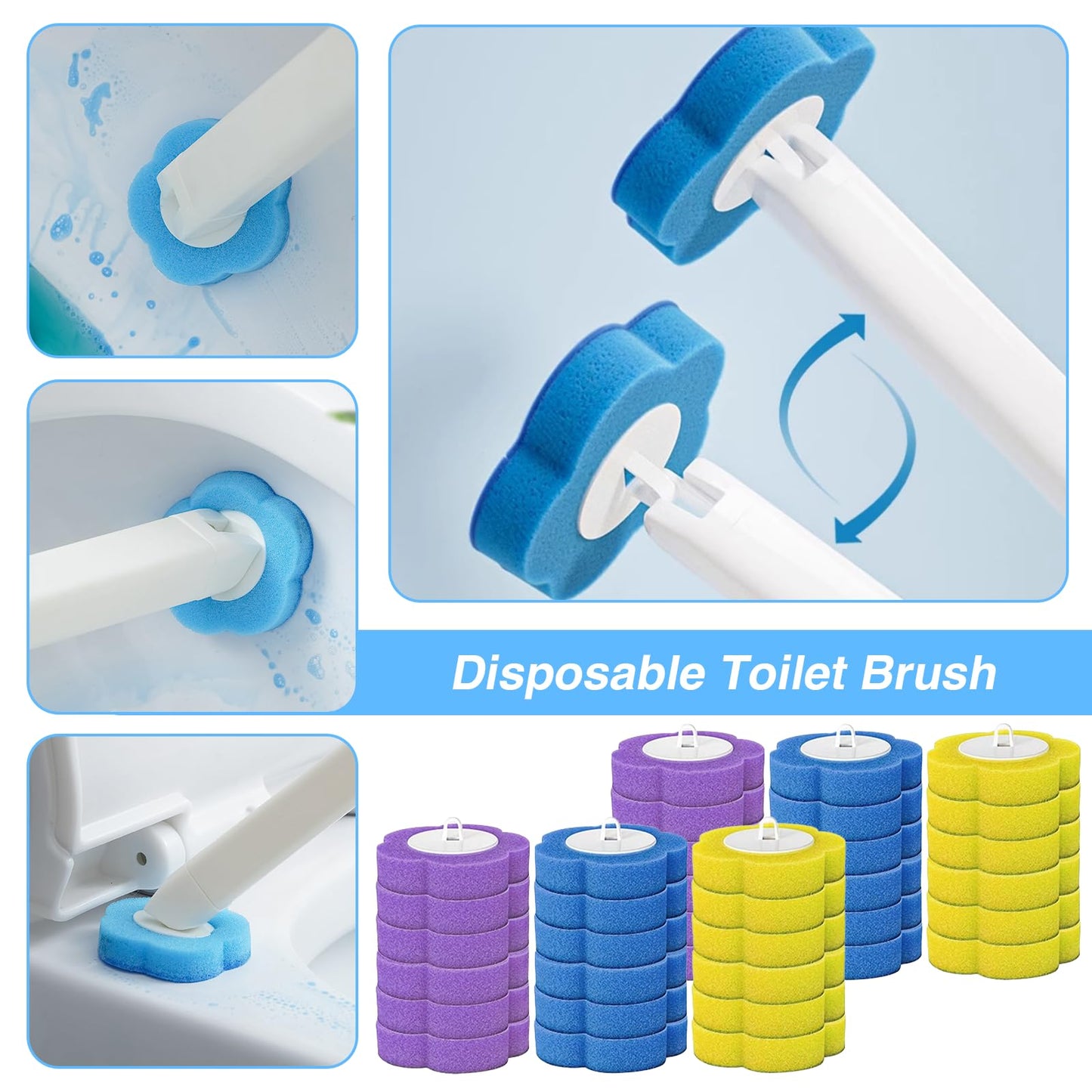 Benaewa 36 Pcs Disposable Toilet Brush, Toilet Brush Refills for Bathroom, Cleaning