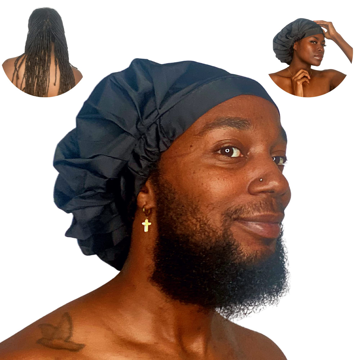 TTAT Shower Cap Extra Large for Men & Women With Braids, Locs, Afro, Coily, and Long Hair, Waterproof, Washable, Reusable & Adjustable, Great for