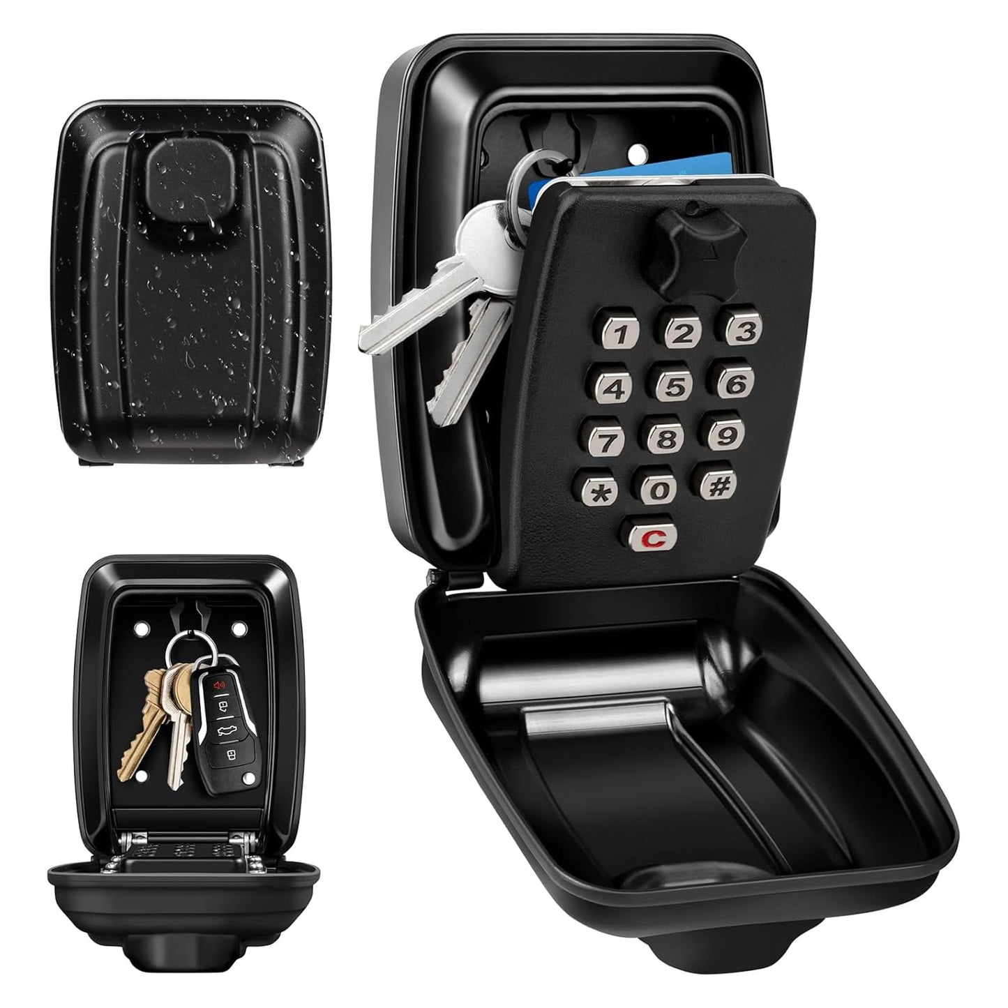OFFOF Key Safe Wall Mounted Police Approved,Key Lock Box for Outside 12 Digit Combination Lock Box Spare Key Hider Waterproof Security Lockbox Large