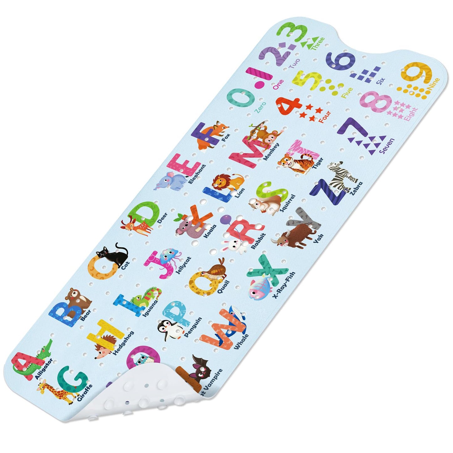 SHUCHING Alphabet Bath Mat Non Slip Kids, 100 X 40 cm Extra Long Baby Bathtub Mat Anti Slip, Childrens Shower Mat Non Slip Anti Mould for Bathroom