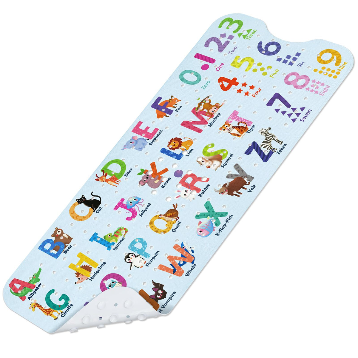 SHUCHING Alphabet Bath Mat Non Slip Kids, 100 X 40 cm Extra Long Baby Bathtub Mat Anti Slip, Childrens Shower Mat Non Slip Anti Mould for Bathroom