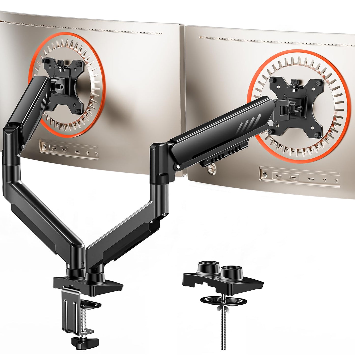 ErGear Dual Monitor Arm, Full Adjustable Monitor Mount for 13?32? Screens, Fast Install Computer Monitor Stand with Tool-Free VESA Mount, Max Load 9kg