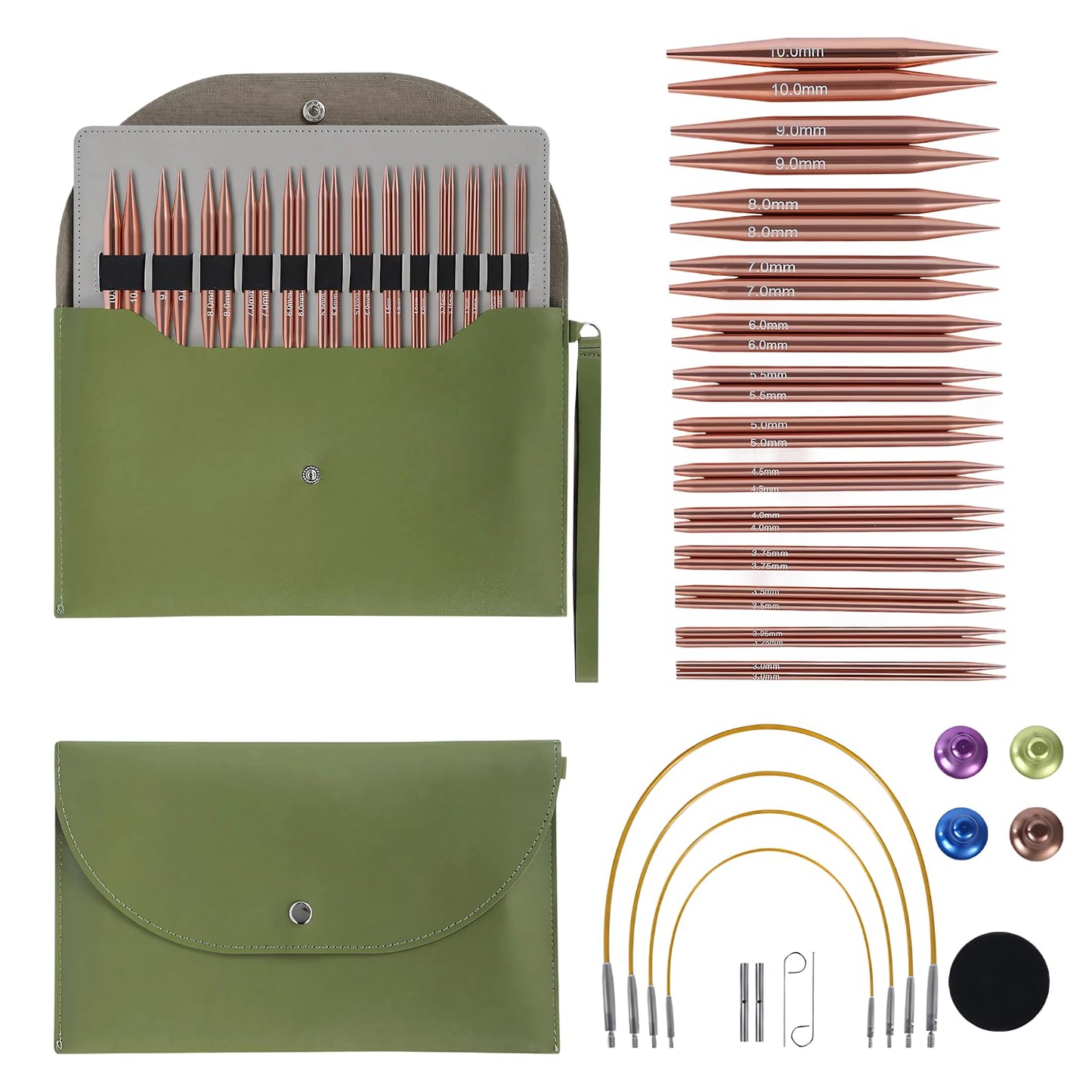 Circular Knitting Needles Set, Knitting Kits with Case for Adults, Interchangeable Needles 13 Pairs, Practical Aluminium Knitted Accessories for