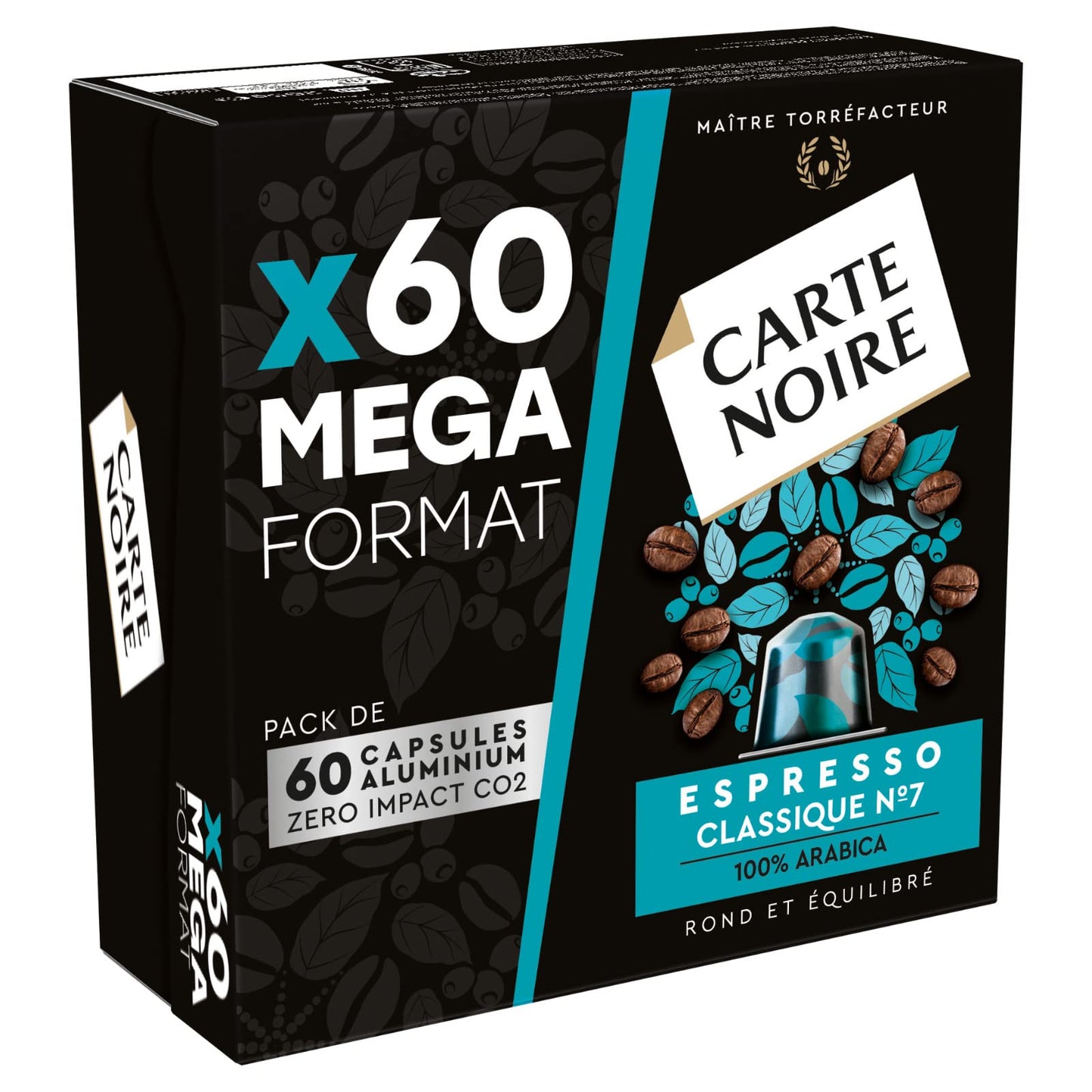 Carte Noire, Espresso Classique, Nespresso Compatible Aluminium Capsules, 1 Pack of 60 Coffee Pods, 100% Arabica, Citrus Fruit and Chocolate Notes,