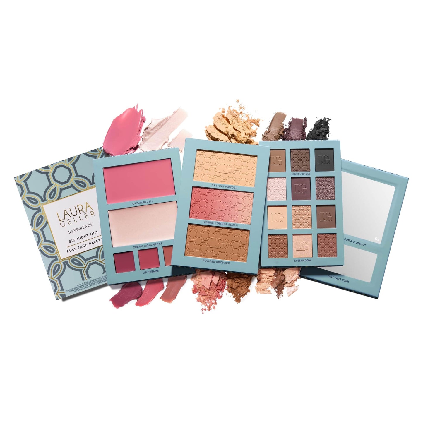 Laura Geller Beauty RSVP-Ready Big Night Out Full Face Travel Makeup Palette - All-in-One Set includes Eyeshadows, Eye Liners, Blush, Bronzer,
