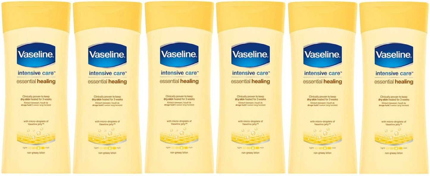 x6 Vaseline Intensive Care Essential Healing Dry Skin Body Lotion 200ml