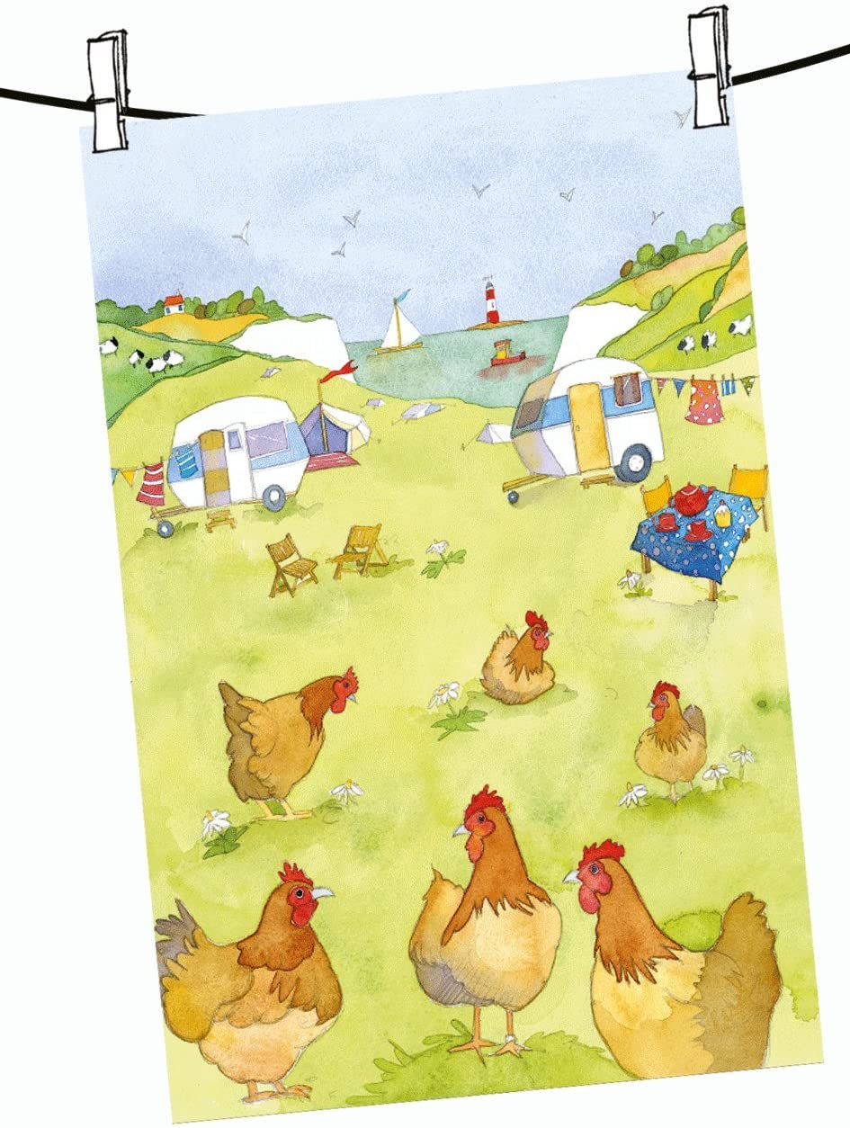 Emma Ball Glamping Cotton Tea Towel by Emma Ball