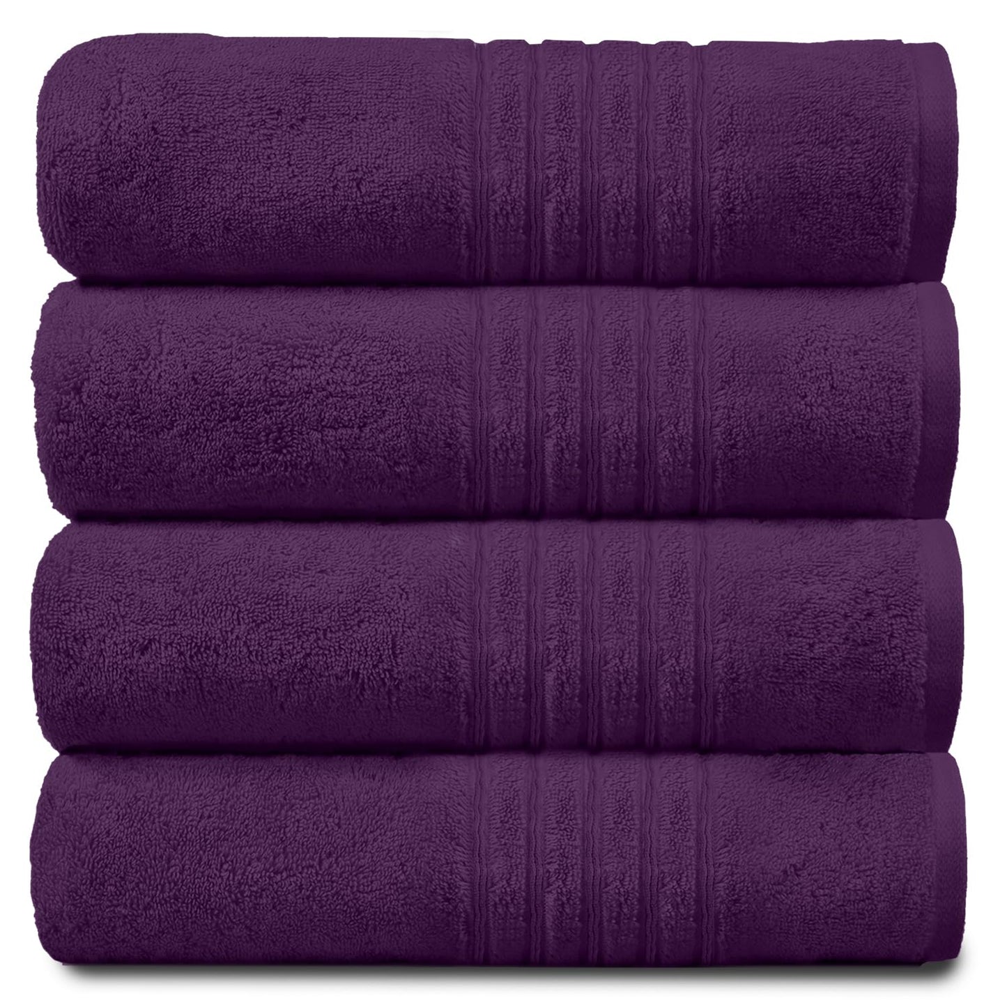 GC GAVENO CAVAILIA Luxury Pack Of 4 Bath Sheets, 100% Egyptian Cotton Towels, 450 GSM Quick Dry Towel, Purple, 80X140